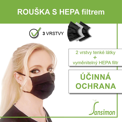 Rouška SANSIMON s HEPA filtrem antivirová a znovupoužitelná